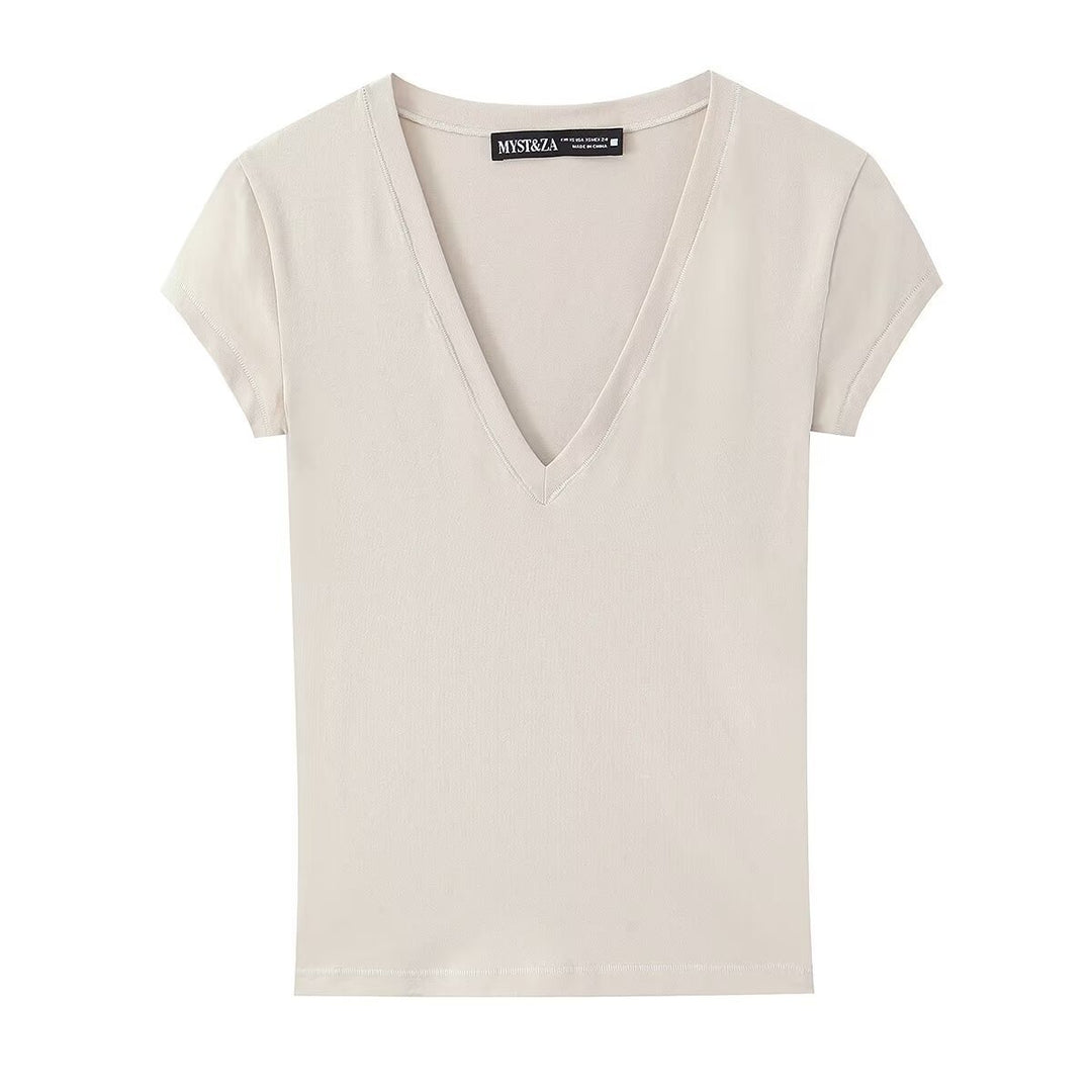 Damen T-Shirt mit modernem V-Ausschnitt und angenehmem Baumwollmix Echo Archiv