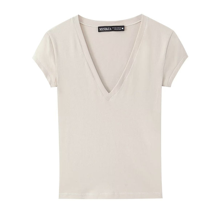 Damen T-Shirt mit modernem V-Ausschnitt und angenehmem Baumwollmix Echo Archiv