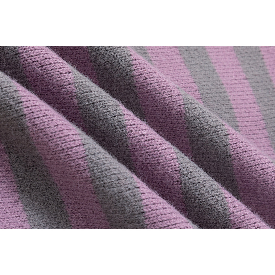 Damen Strickjacke im Patchwork-Streifenmix mit Stehkragen und Knopfleiste Echoarchiv