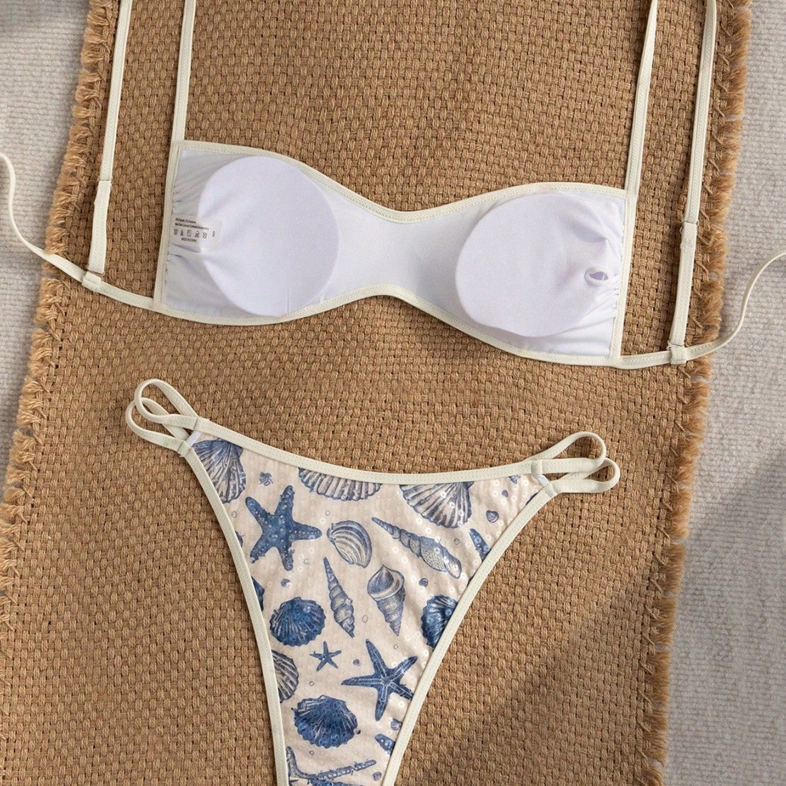 Damen Bandeau-Bikini mit maritimem Muschel-Motiv – Maréssa