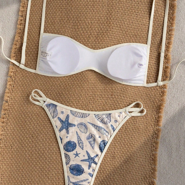 Damen Bandeau-Bikini mit maritimem Muschel-Motiv Echo Archiv