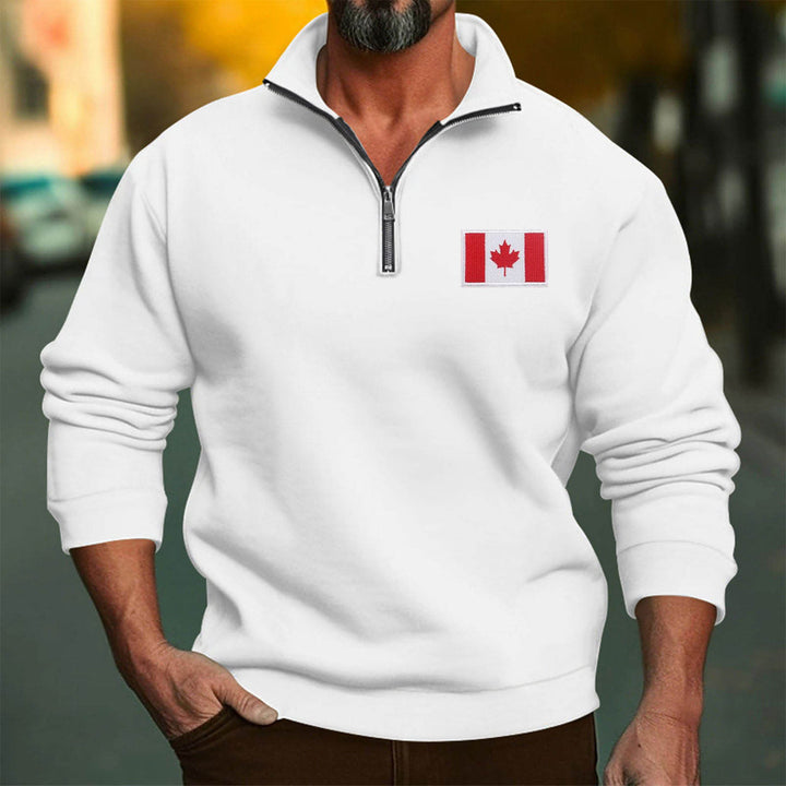 Herren Fleece-Pullover mit Halbreißverschluss und Kanada-Flagge Echoarchiv