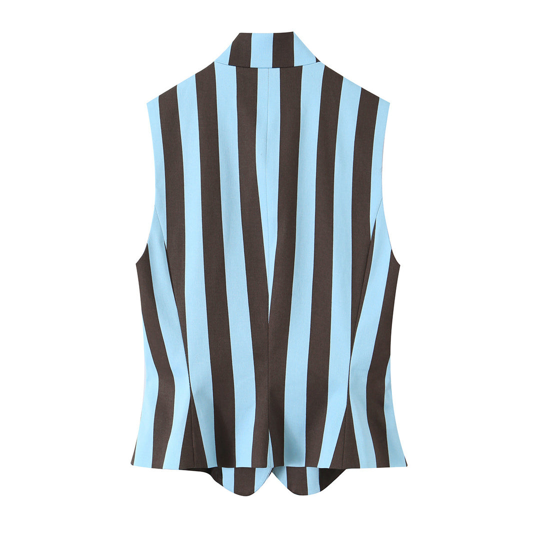 Damen Weite High‑Waist Palazzohose mit vertikaler Streifenoptik und geradem Bein Echo Archiv