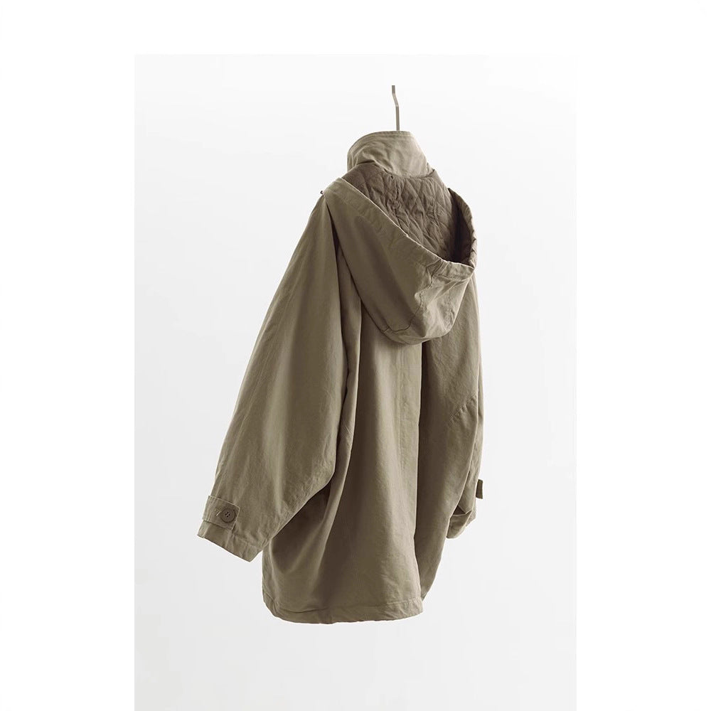 Damen Modische Übergangsjacke mit abnehmbarer Kapuze Echoarchiv