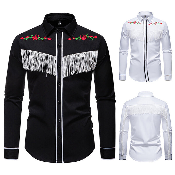 Herren elegante Westernbluse mit Fransen und bestickten Motiven Echoarchiv