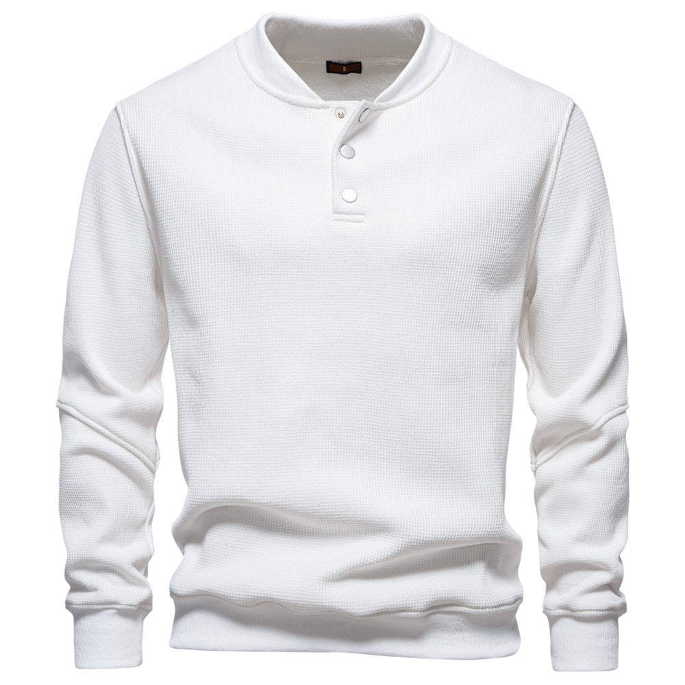 Herren Langarm-Pullover mit Knopfleiste und strukturiertem Gewebe Echoarchiv