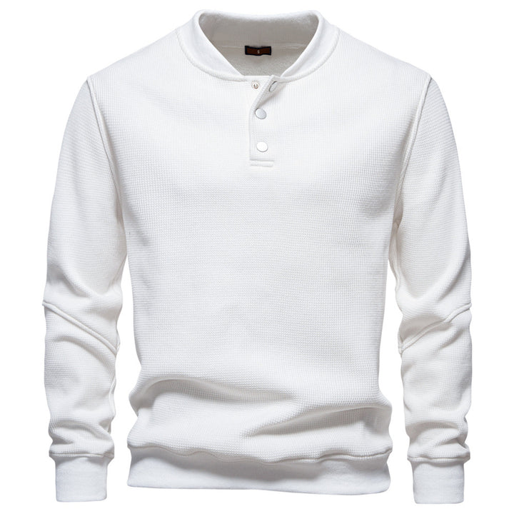Herren Langarm-Pullover mit Knopfleiste und strukturiertem Gewebe Echoarchiv