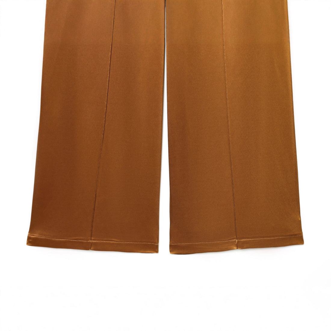 Damen hochtaillierte Satin-Culotte mit verdeckter Knopfleiste, Bügelfalte und seitlichen Eingrifftaschen – Avélisse