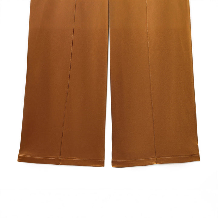 Damen hochtaillierte Satin-Culotte mit verdeckter Knopfleiste, Bügelfalte und seitlichen Eingrifftaschen – Avélisse