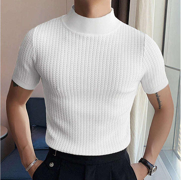 Herren modisches T-Shirt mit strukturiertem Muster und hohem Kragen Echoarchiv