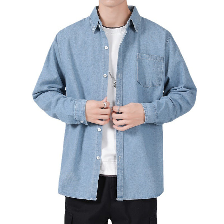 Herren Leichtes Baumwoll-Denim-Hemd mit Brusttasche und Relaxed-Fit Echo Archiv