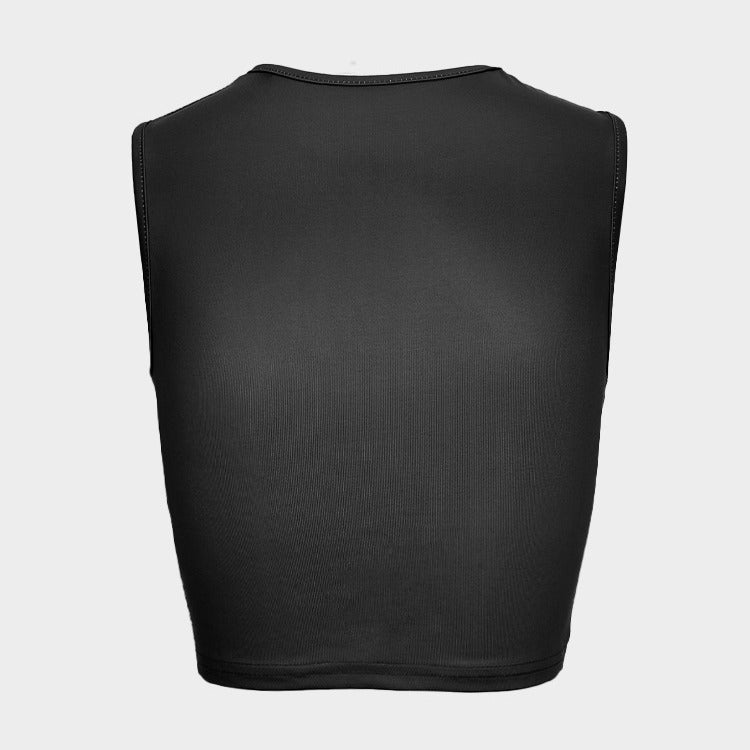 Damen Cropped Tanktop mit strahlendem Augenmotiv und glitzernden Akzenten Echo Archiv