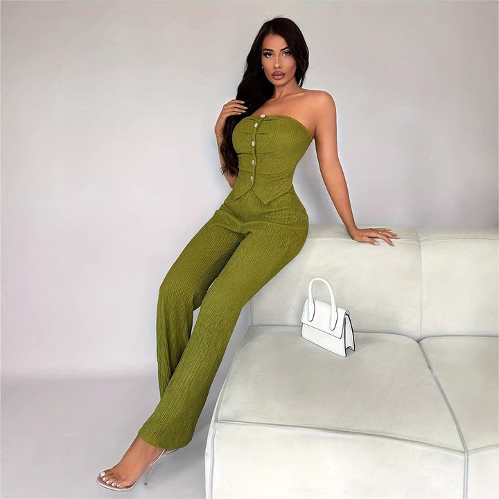 Damen eleganter Jumpsuit mit tailliertem Schnitt und Knopfdetails Echo Archiv