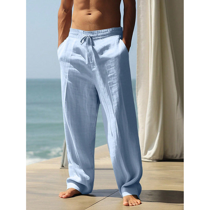 Herren entspannte Leinenhose mit elastischem Bund und lockerer Passform Echoarchiv