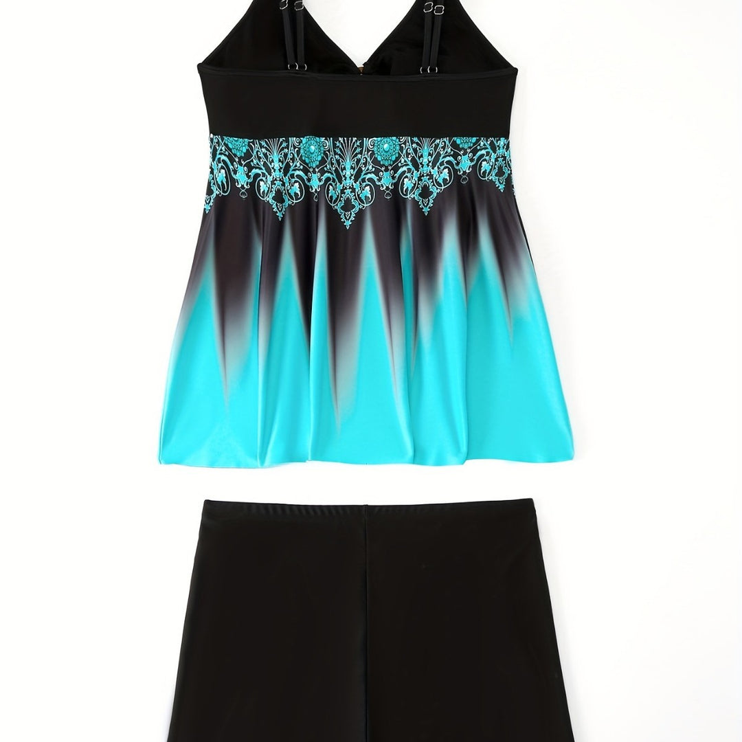 Damen Badeanzug-Set mit elegantem Muster und bequemen Shorts Echo Archiv