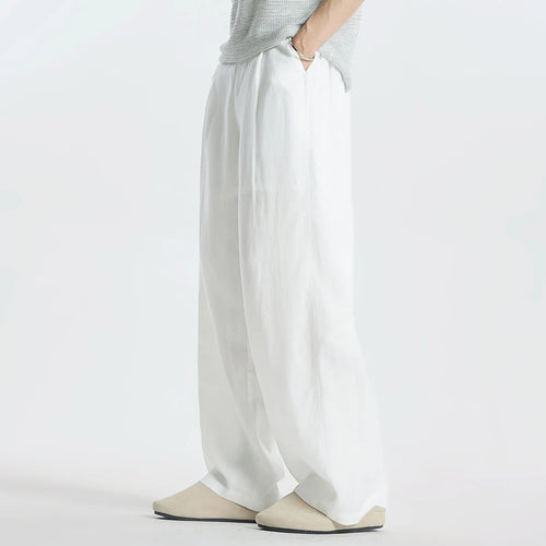 Damen Weitgeschnittene Leinenhose mit seitlichen Taschen Echo Archiv