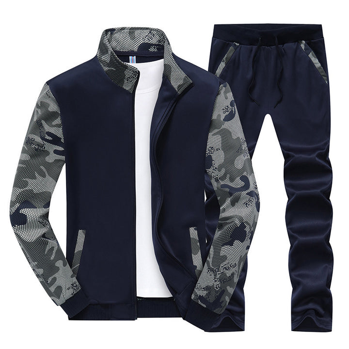 Herren Moderner Trainingsanzug im Camouflage Mesh Mix mit Stehkragen und Kordelbund Echo Archiv