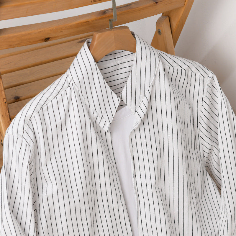 Herren Gestreiftes Oversize-Hemd mit Kentkragen und verdeckter Knopfleiste Echoarchiv