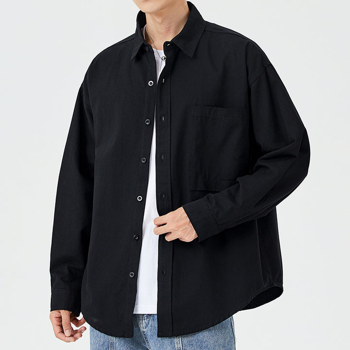 Herren lässige Baumwollhemdjacke mit aufgesetzter Brusttasche Echoarchiv