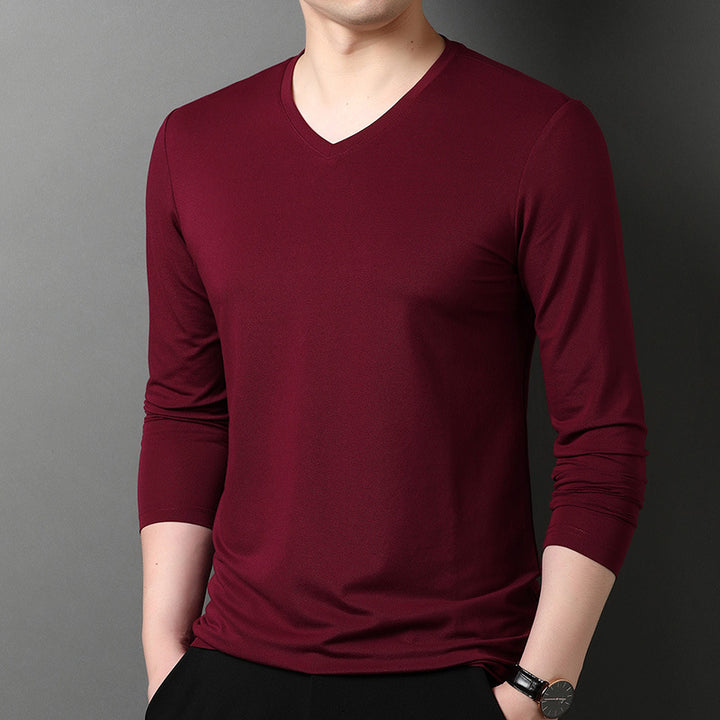 Herren V-Ausschnitt Langarmshirt aus atmungsaktiver Baumwolle Echoarchiv