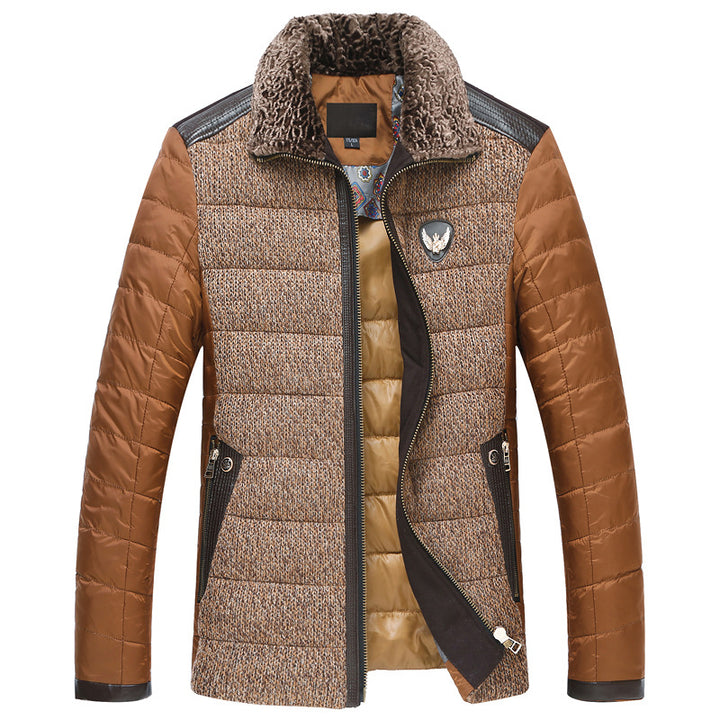 Herren Wattierte Kurzjacke mit Teddykragen und Wappenapplikation – Taviero