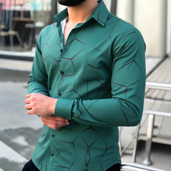 Herren Langarmhemd mit kreativem Muster Echoarchiv