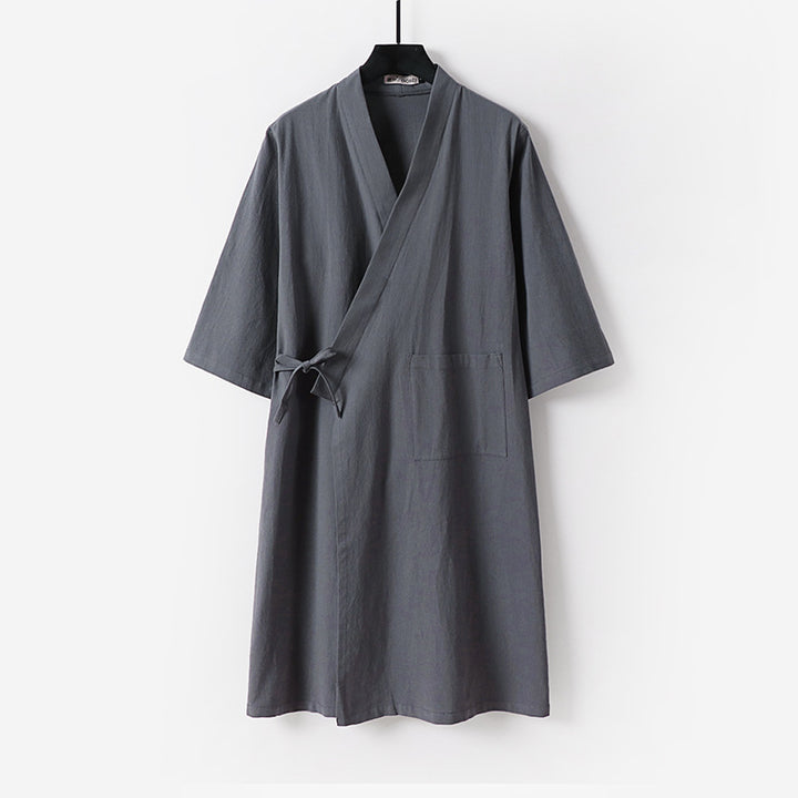 Damen Kimono-Wickelkleid mit Bindegürtel und aufgesetzten Taschen Echoarchiv
