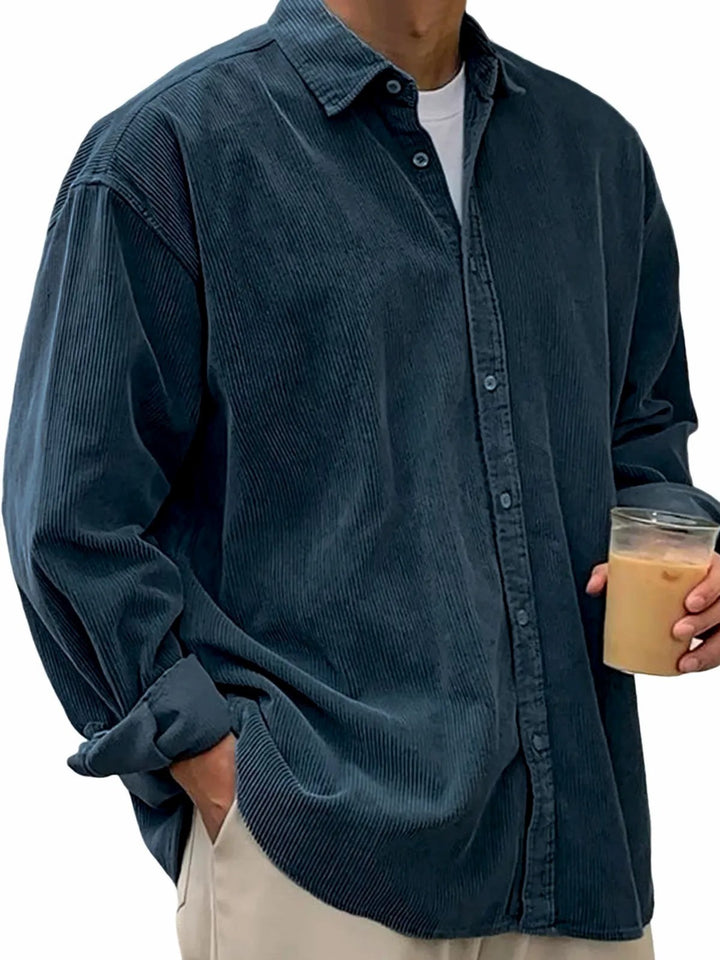 Herren nan langärmliges Oversize-Cordhemd mit Hemdkragen und durchgehender Knopfleiste Echo Archiv