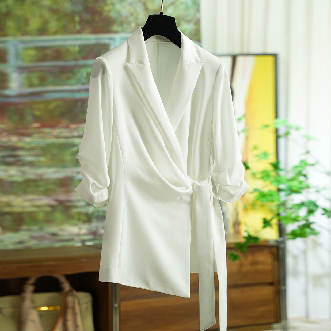 Damen Modische Wickelblazer-Jacke Echoarchiv