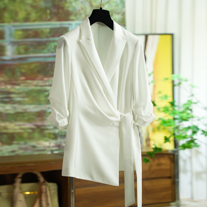 Damen Modische Wickelblazer-Jacke Echoarchiv