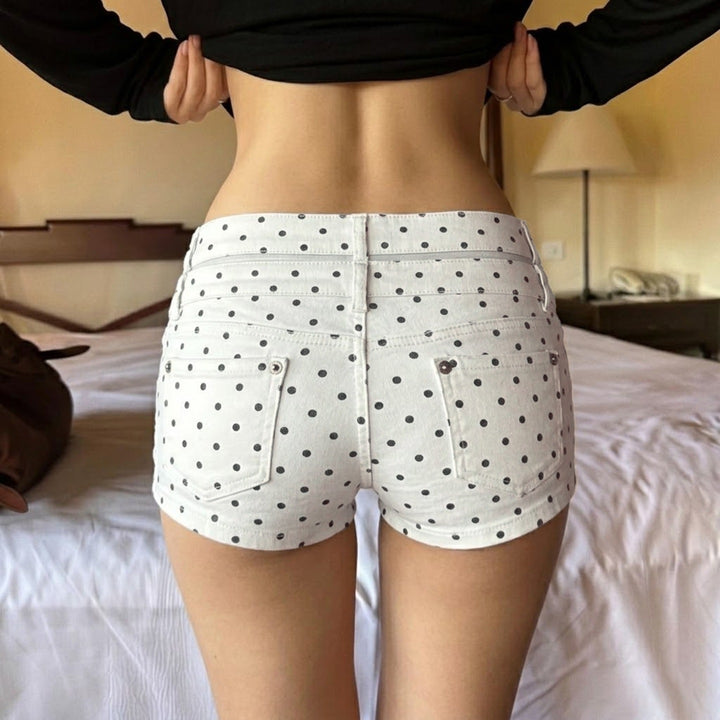 Damen Modische Shorts mit zeitgemäßem Punktedesign und hohem Bund Echo Archiv