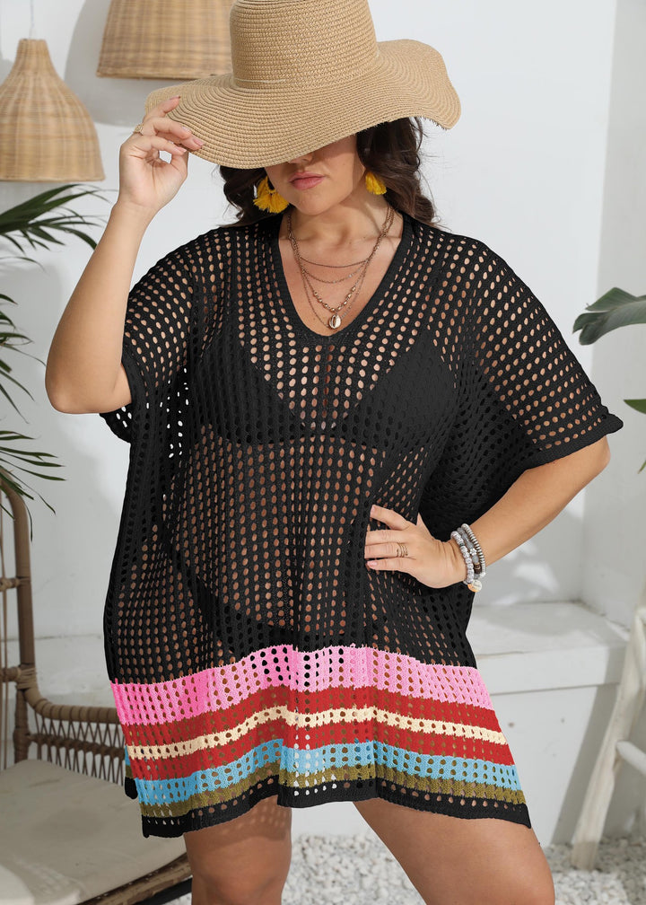 Damen transparenter Strandüberwurf mit buntem Lochdesign Echo Archiv