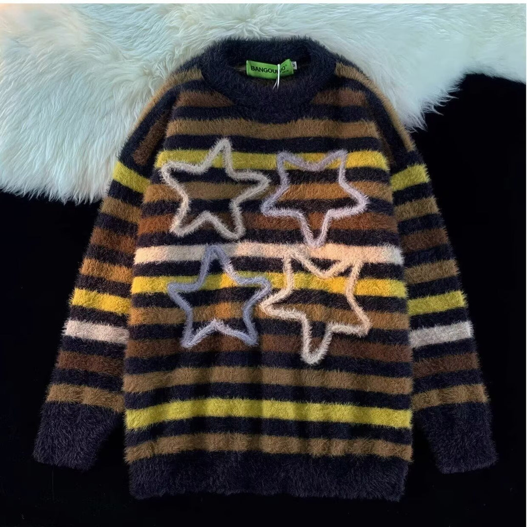 Damen Gemütlicher Strickpullover mit Sternenmotiv Echoarchiv