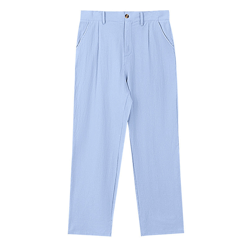 Herren nan elegante Bundfaltenhose aus leichtem Baumwollmix mit geradem Schnitt und Gürtelschlaufen Echo Archiv