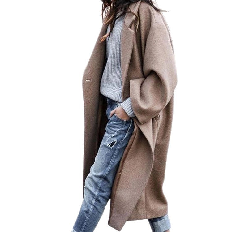 Damen nan langer Oversize Wollmix-Kimonomantel mit offener Vorderseite und tiefen Eingrifftaschen Echo Archiv