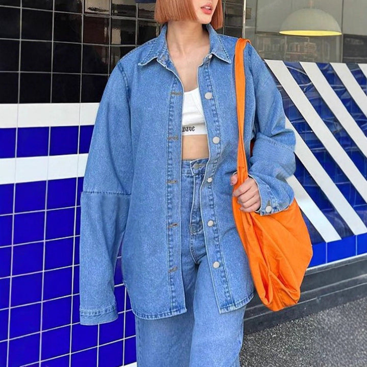 Damen Oversized-Denim-Hemdjacke im Co-Ord-Look mit lockerer Passform Echo Archiv