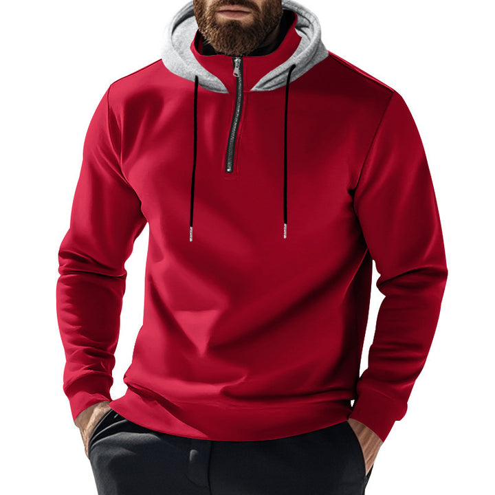 Herren sportlicher Hoodie mit halbem Reißverschluss und modernem Kapuzenaufbau Echoarchiv