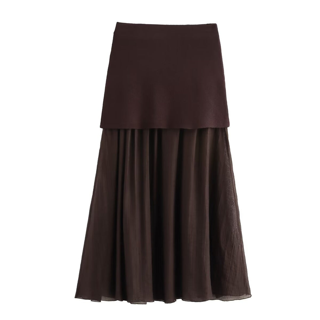 Damen Zweilagiger Chiffon-Maxirock mit glattem Hüftbesatz und A‑Linien‑Fall Echo Archiv