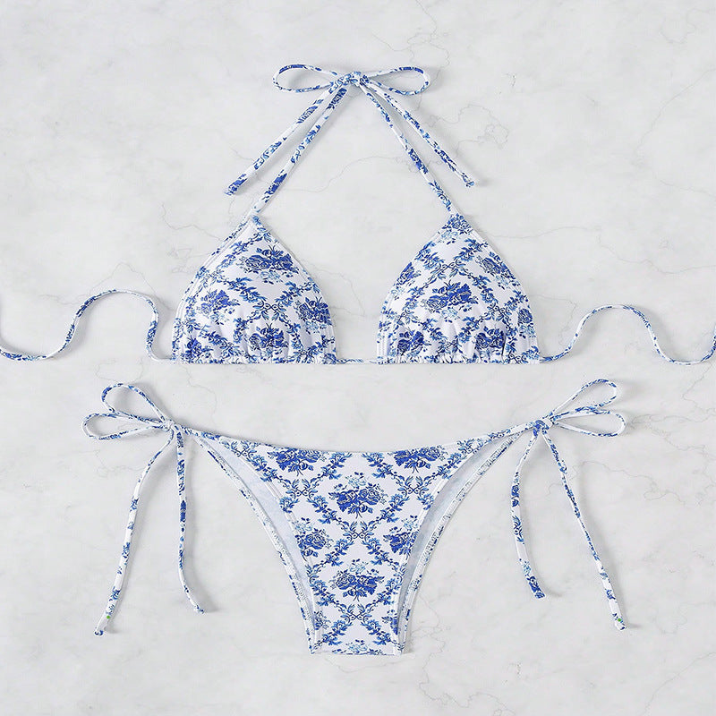 Damen Triangel-Bikini mit modischem Blütenmuster und verstellbaren Trägern Echo Archiv
