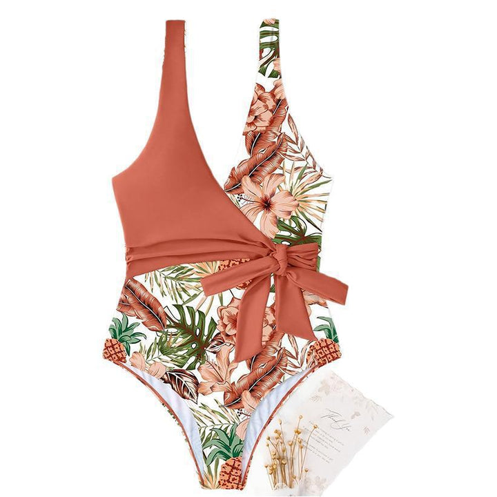 Damen Einteiliger Badeanzug mit floralem Wickeldesign Echo Archiv