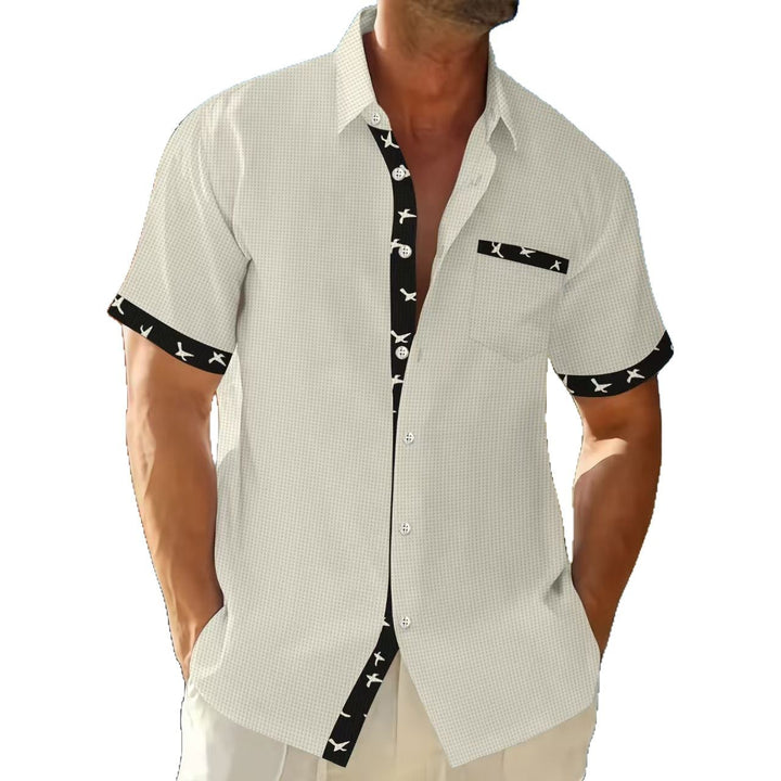 Herren Kurzarmhemd mit strukturiertem Design und Kontrastdetails Echoarchiv