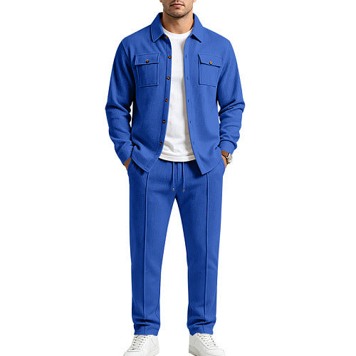 Herren Waffelstruktur Hemdjacke und Relaxhose Set Echoarchiv