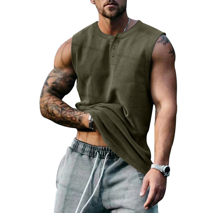 Herren ärmelloses Sportshirt mit Knopfleiste und atmungsaktiven Eigenschaften Echoarchiv