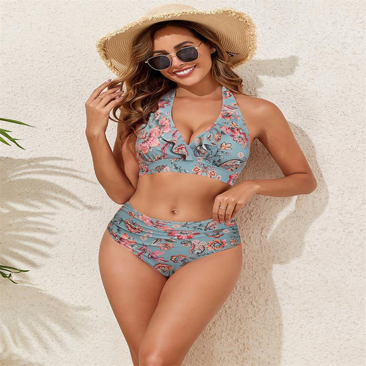 Damen Bikini-Set mit Volant-Top und hochgeschnittenem Slip Echo Archiv