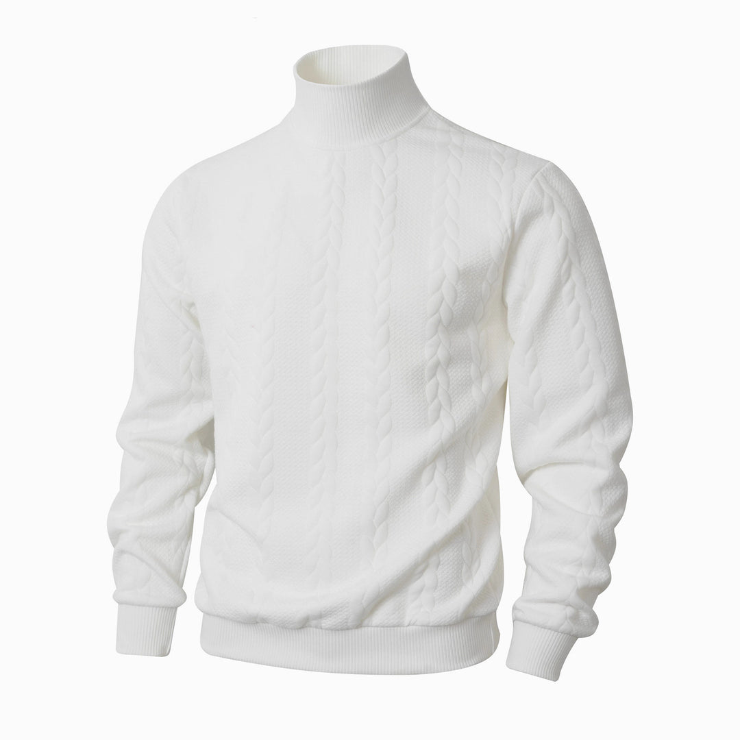 Herren Rollkragenpullover mit Zopfstrickmuster und gerippten Bündchen – Norvane