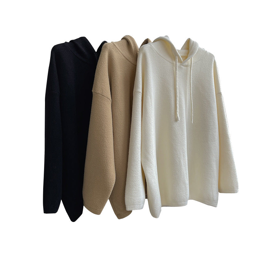 Damen Kuscheliger Wollmix-Kapuzenpullover im Boxy‑A‑Linien‑Schnitt mit Kordelzug Echoarchiv