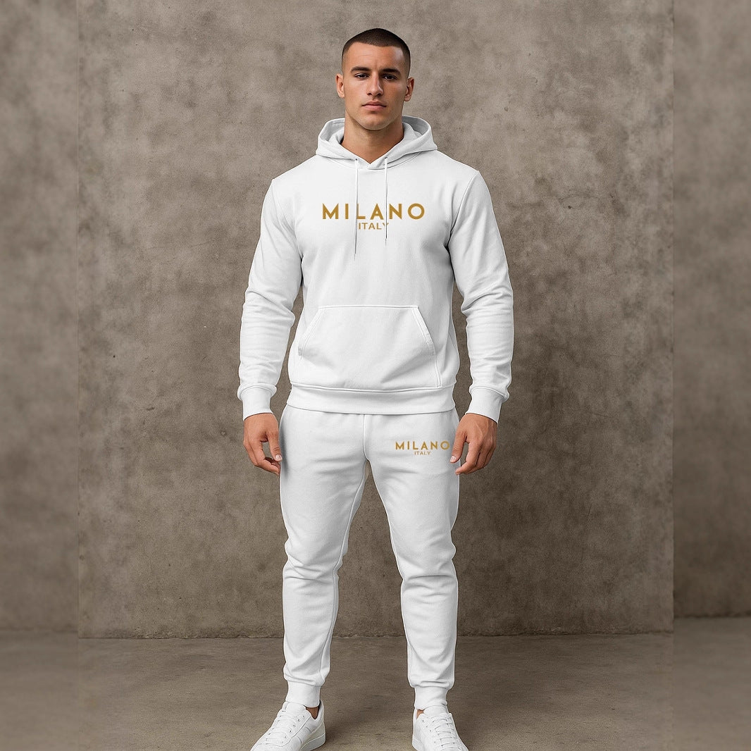 Herren Hoodie und Jogginghose Set mit stylischem Milano Print Echoarchiv