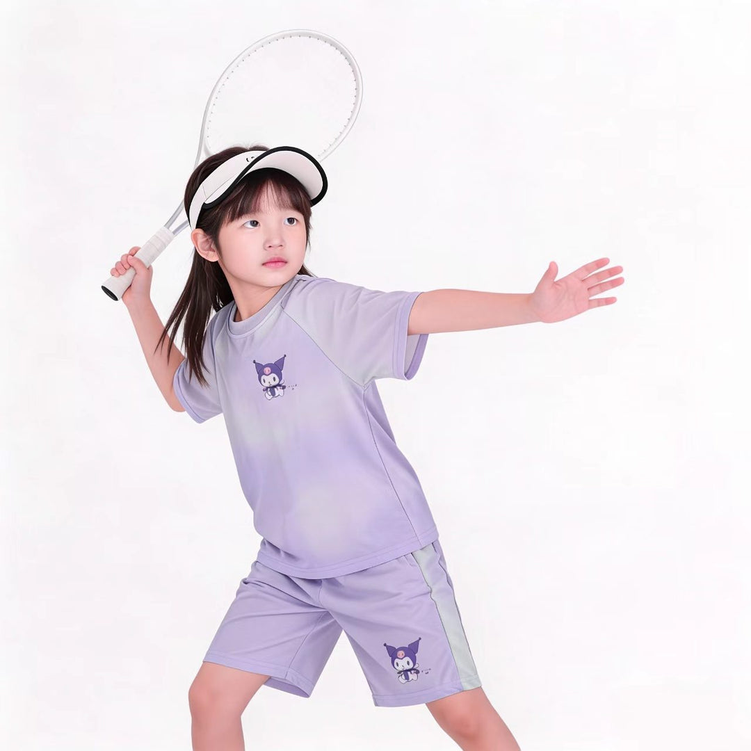 Damen nan atmungsaktives Kinder Sportset mit kurzarm Shirt und elastischer Bundshorts Echo Archiv