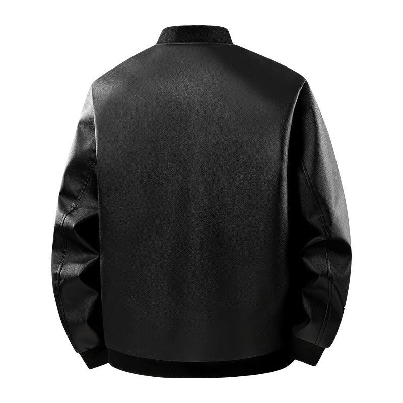 Herren Lederbomberjacke mit schmalem Stehkragen, verdecktem Reißverschluss und minimalistischen Ziernähten Echo Archiv
