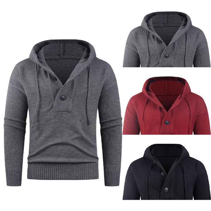 Herren modischer Kapuzenpullover mit Knopfdetail Echoarchiv